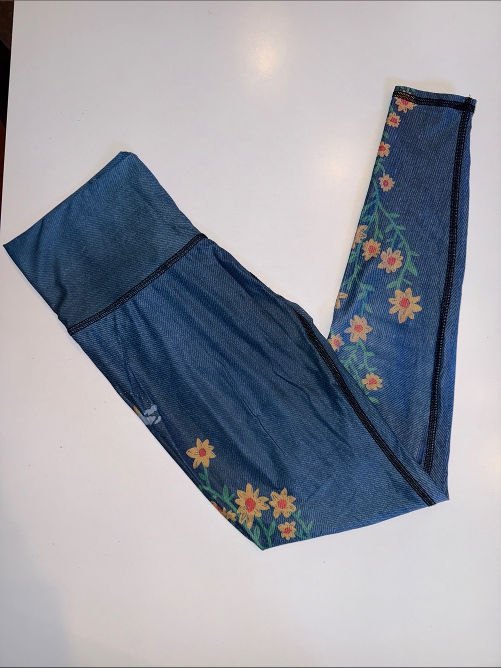 Teeki Blue Floral High-Waist Women’s Leggings Jeans-Style Pants